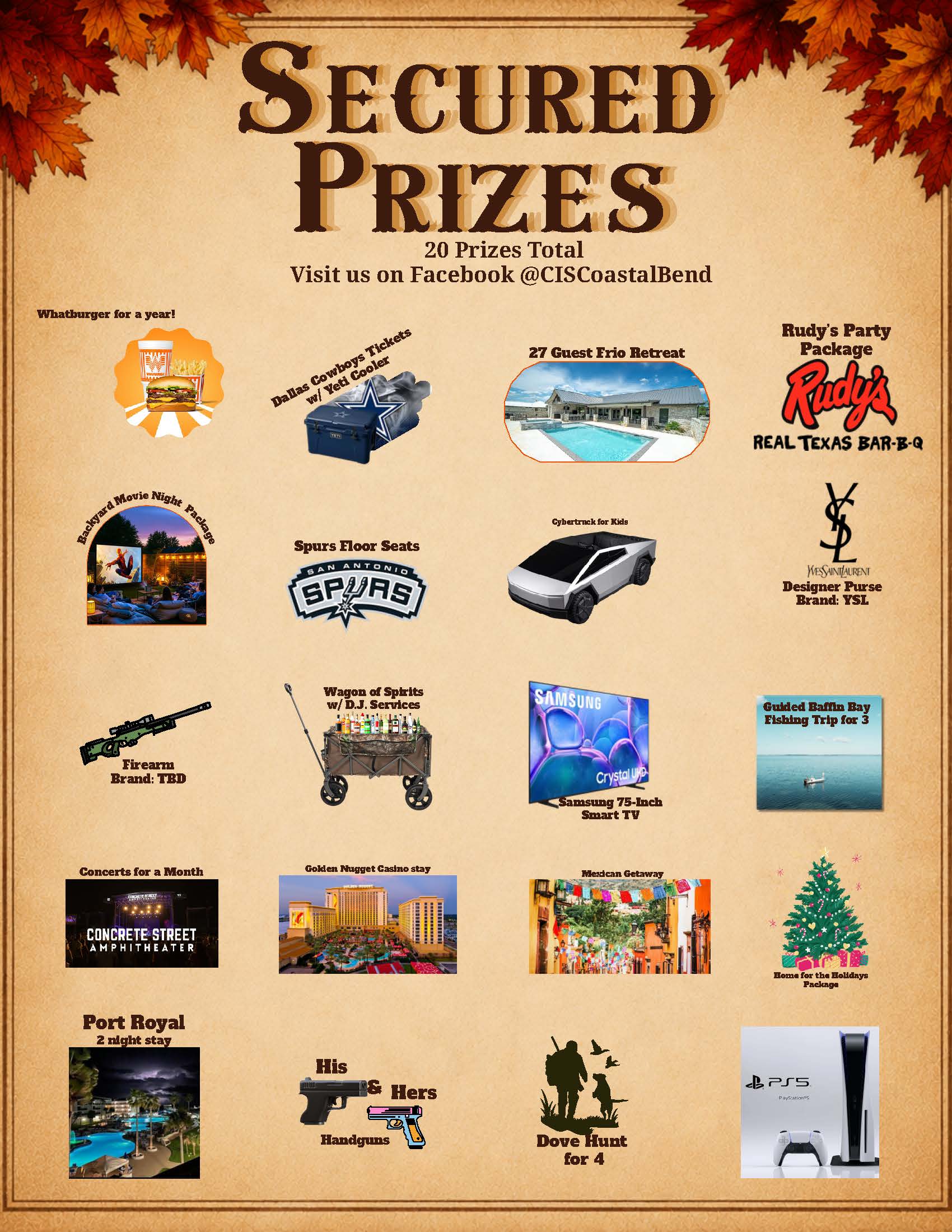 Secured prizes are listed on this banner